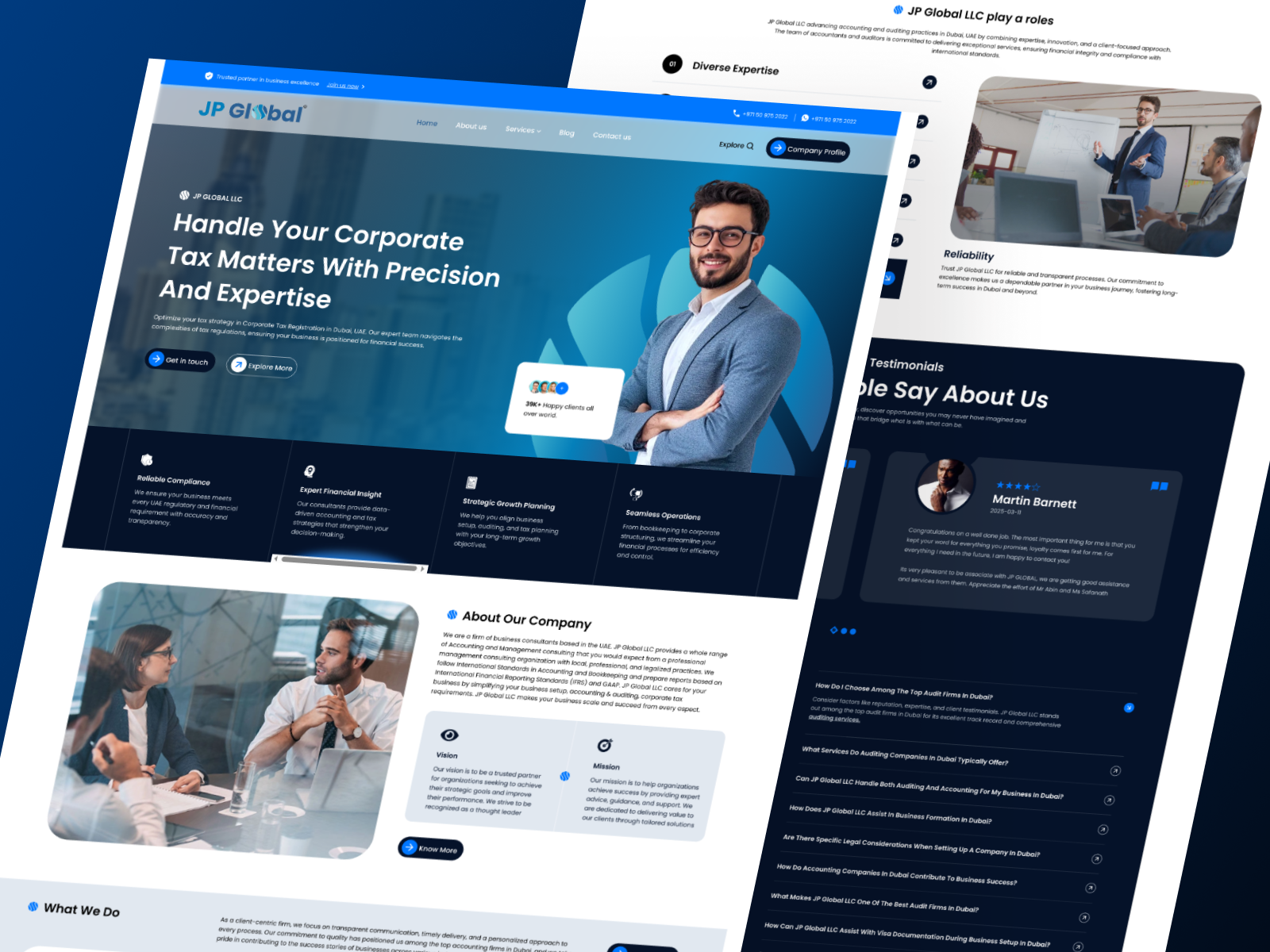 JP Global LLC — Corporate Tax & Consulting Website UI project preview